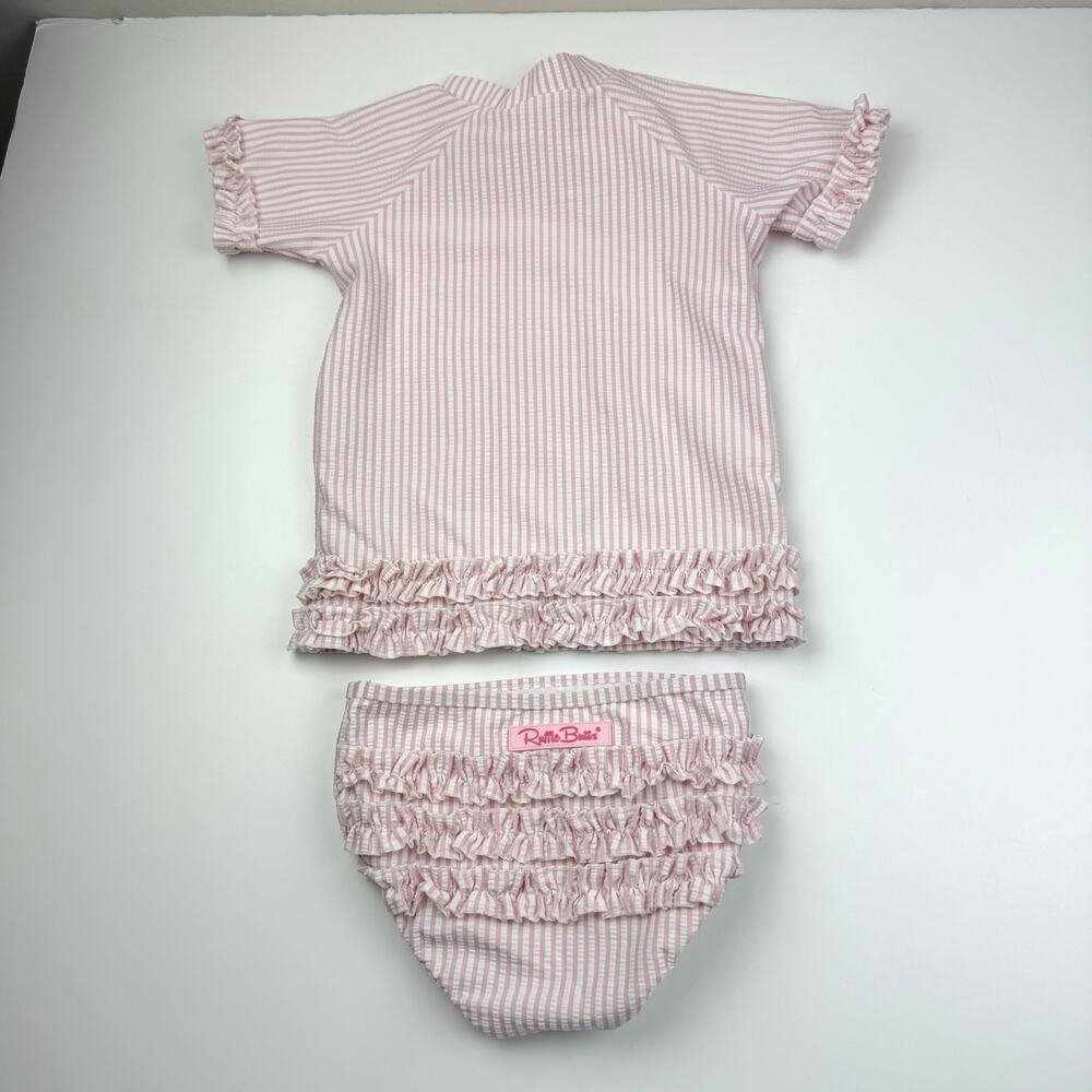 RuffleButts Pink Striped Swimsuit - Picture 5 of 5